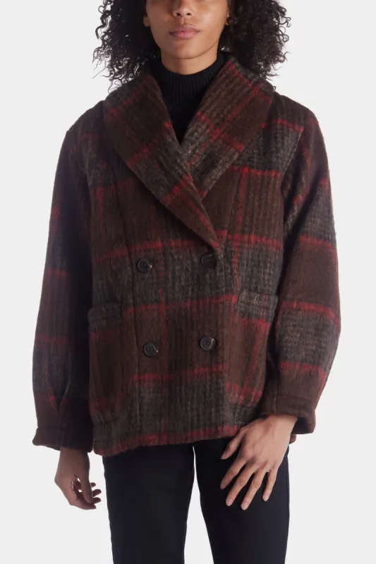 Oversized Shawl Collar Plaid Peacoat sold by Lord & Taylor