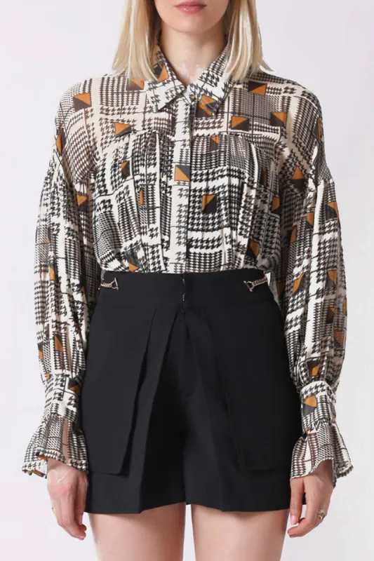 Bishop Sleeve Pattern Printed Blouse sold by Lord & Taylor