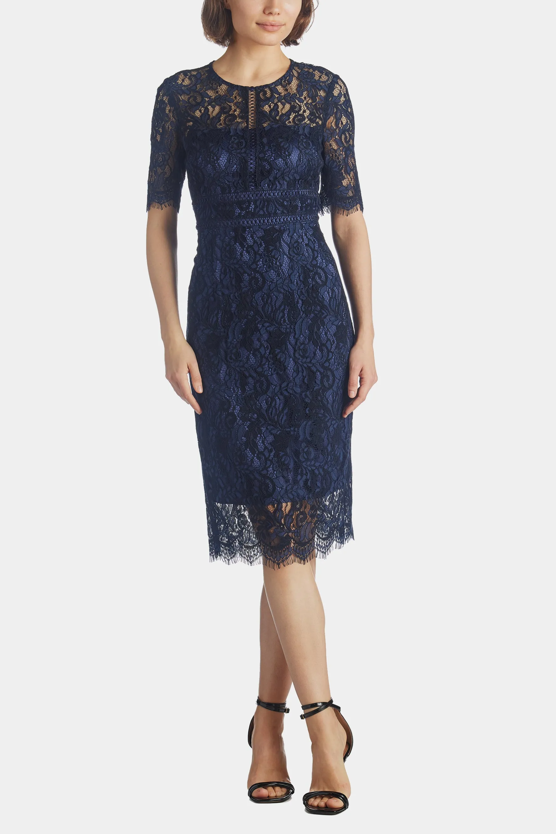 Sheath Elbow Sleeve Trim Detail Dress sold by Lord & Taylor