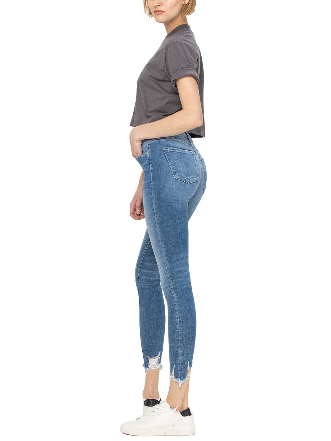 Mid Rise Button Up Raw Hem Crop Skinny Jean sold by Lord & Taylor product image thumbnail 4