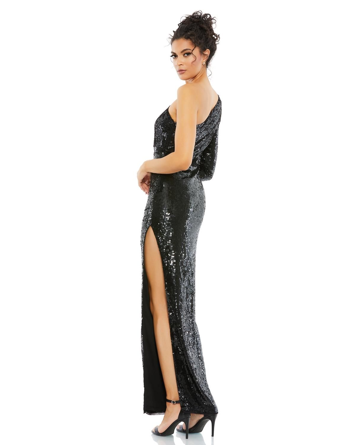 One Shoulder Long Sleeve Sequin Gown sold by Lord & Taylor product image thumbnail 2
