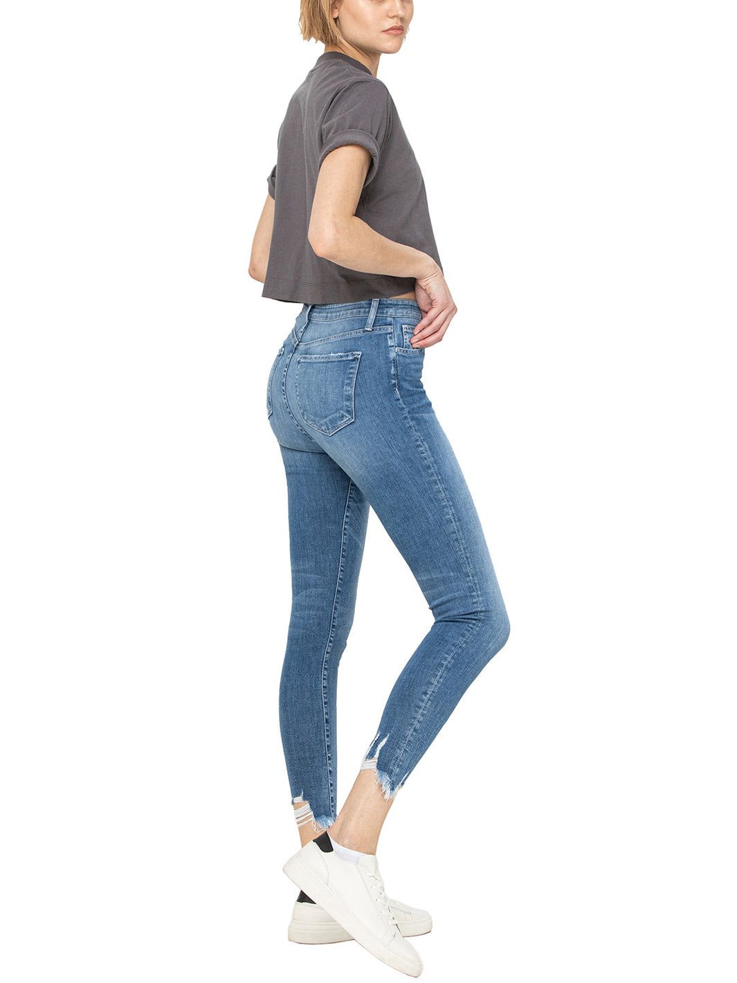 Mid Rise Button Up Raw Hem Crop Skinny Jean sold by Lord & Taylor product image thumbnail 5