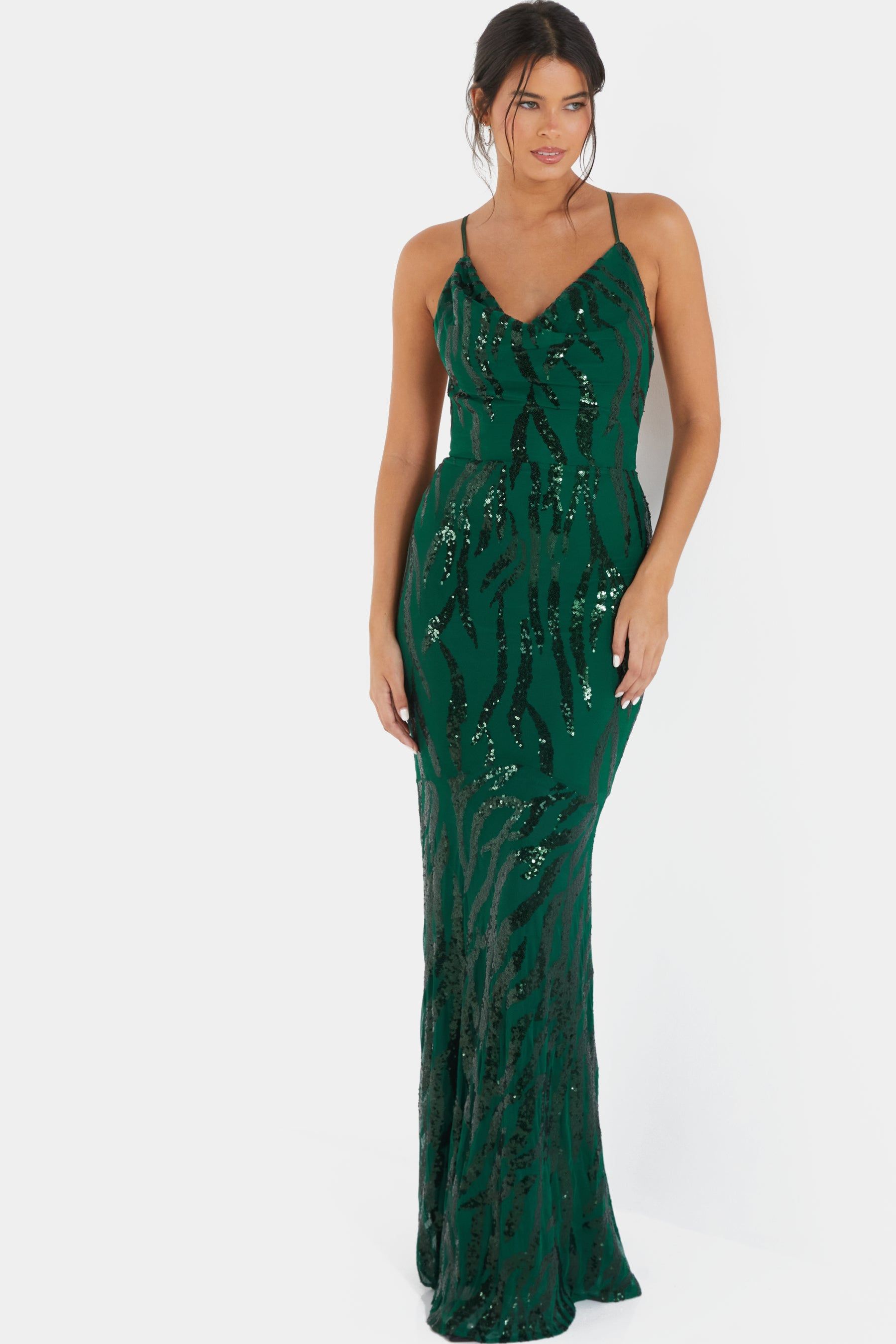 Sequin Cross Back Evening Dress sold by Lord & Taylor product image thumbnail 2