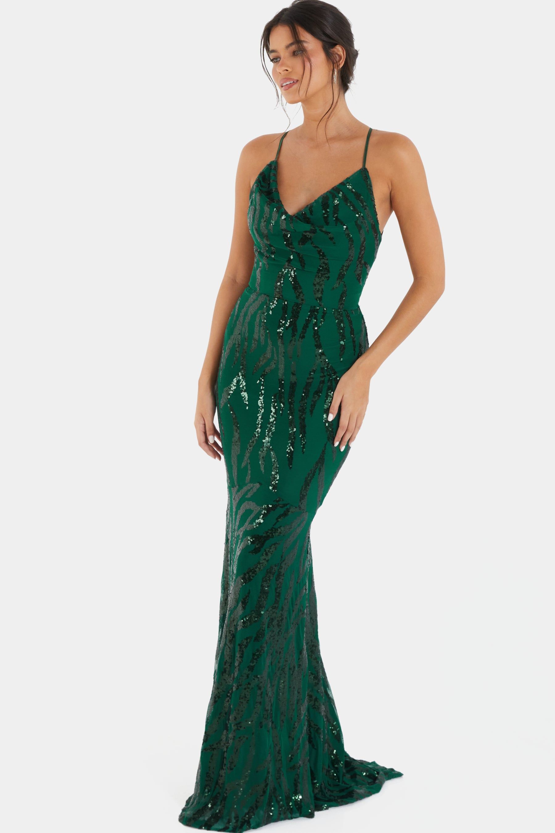 Sequin Cross Back Evening Dress sold by Lord & Taylor product image thumbnail 5