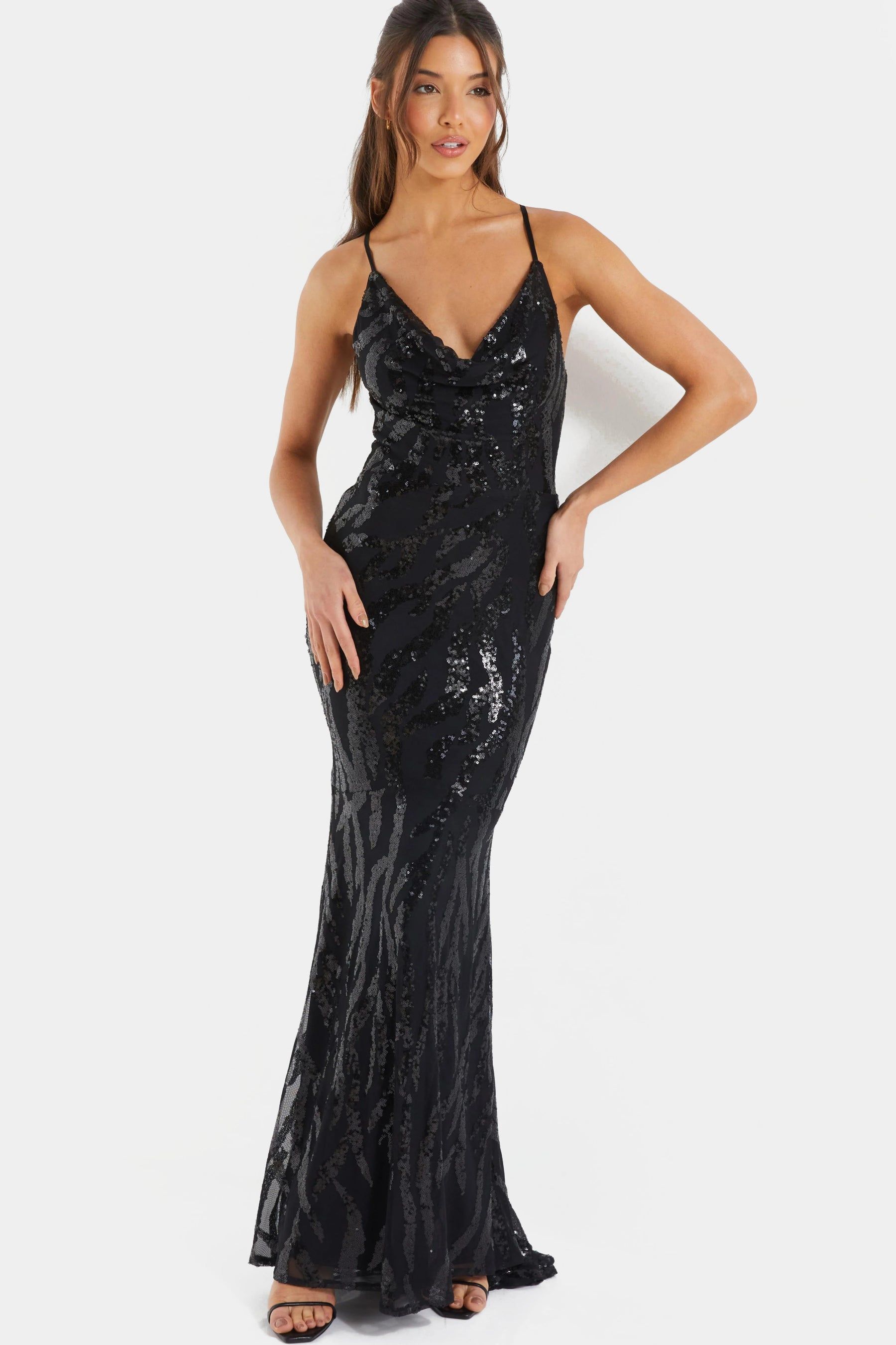 Sequin Cross Back Evening Dress sold by Lord & Taylor