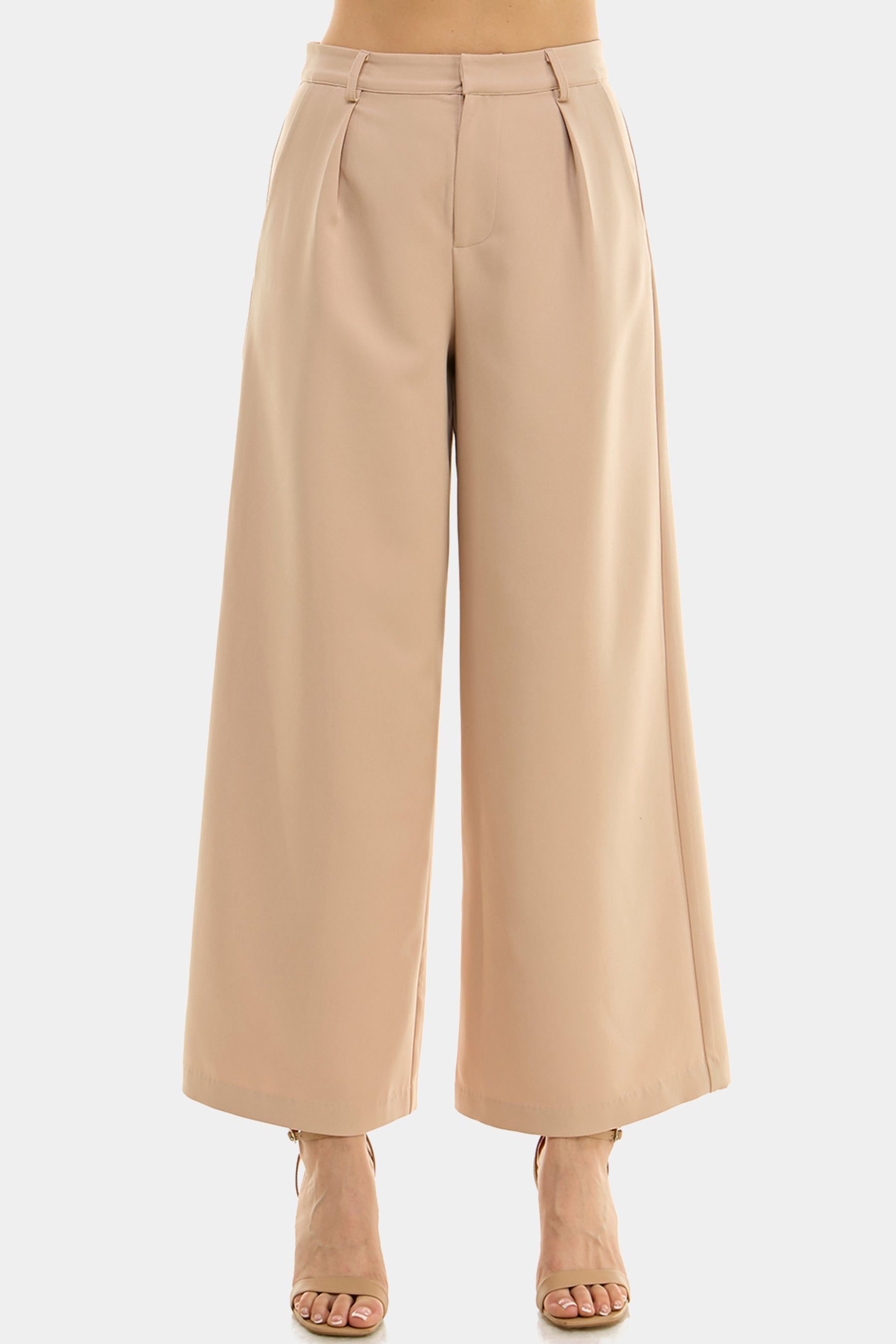 Pleat Front Tan Wide Leg Pant sold by Lord & Taylor