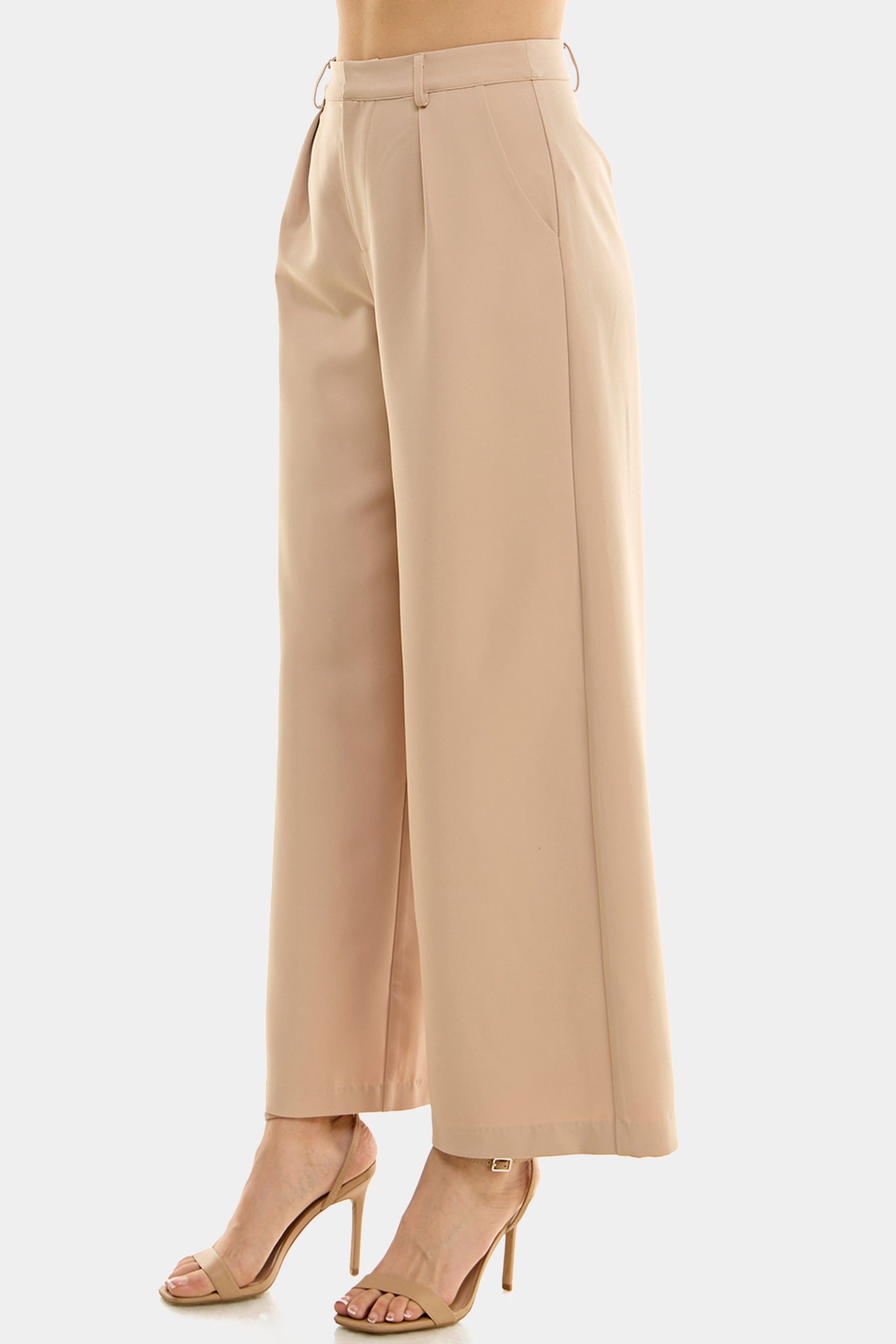 Pleat Front Tan Wide Leg Pant sold by Lord & Taylor product image thumbnail 3