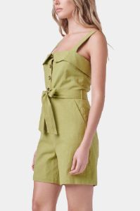 Sleeveless Button-Front Self Tie Linen Romper sold by Lord & Taylor