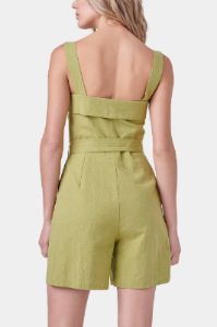 Sleeveless Button-Front Self Tie Linen Romper sold by Lord & Taylor