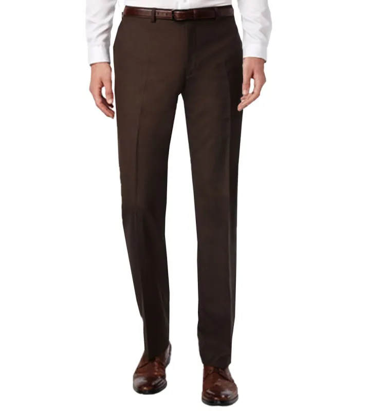 Solid Brown Plainweave Trouser sold by Lord & Taylor