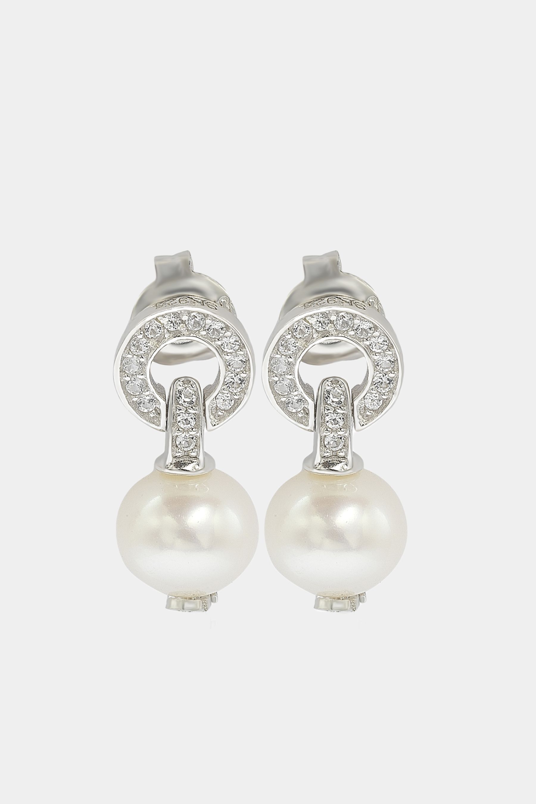 Sterling Silver Pearl & White Sapphire Circle Earrings sold by Lord & Taylor