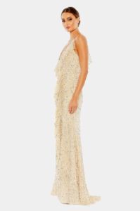 Embellished Ruffled Faux Wrap Sleeveless Gown sold by Lord & Taylor