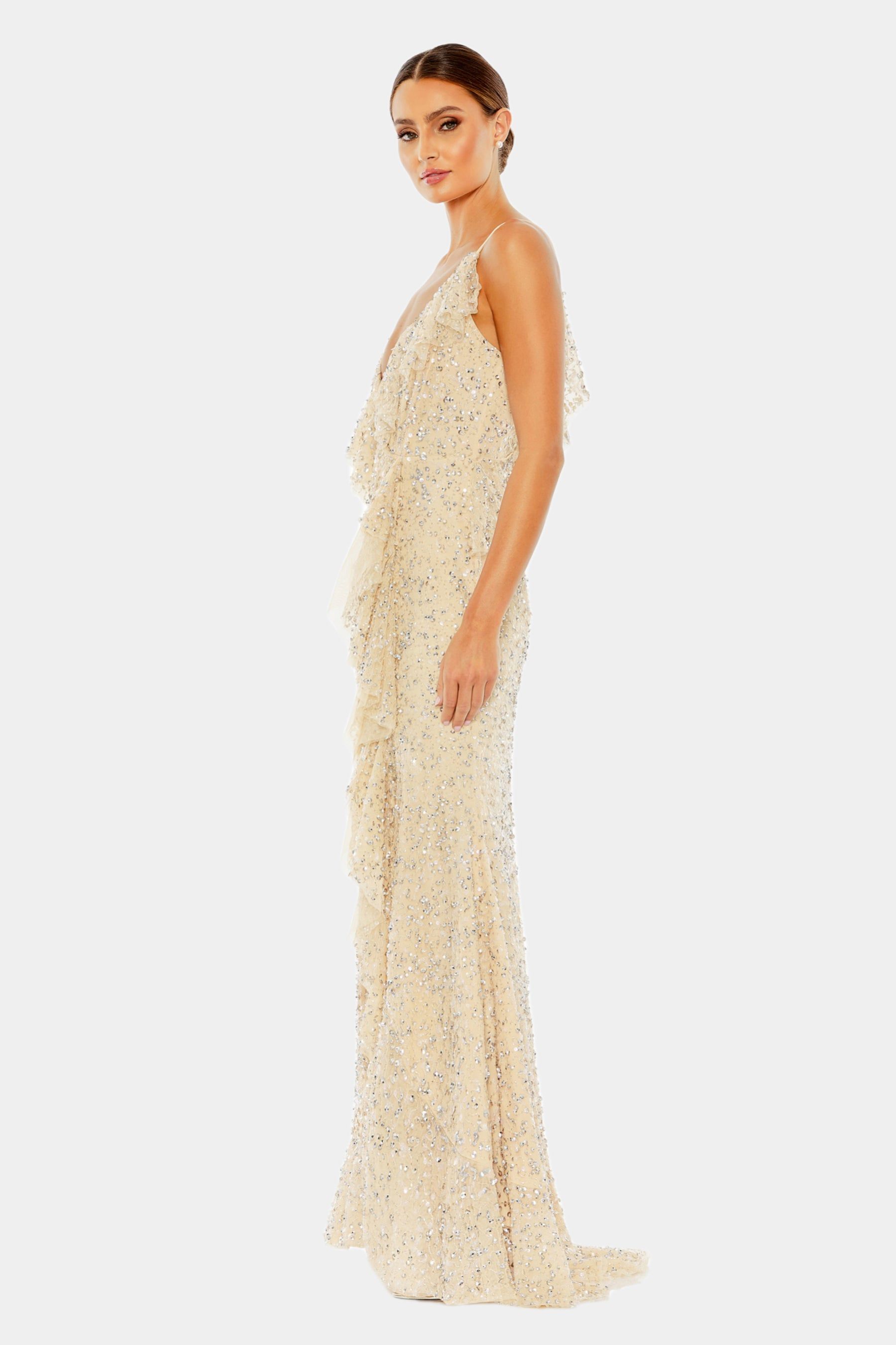 Embellished Ruffled Faux Wrap Sleeveless Gown sold by Lord & Taylor product image thumbnail 4