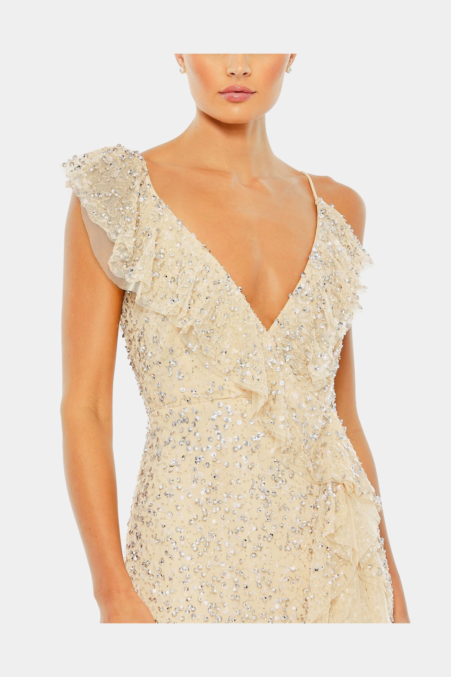 Embellished Ruffled Faux Wrap Sleeveless Gown sold by Lord & Taylor product image thumbnail 5