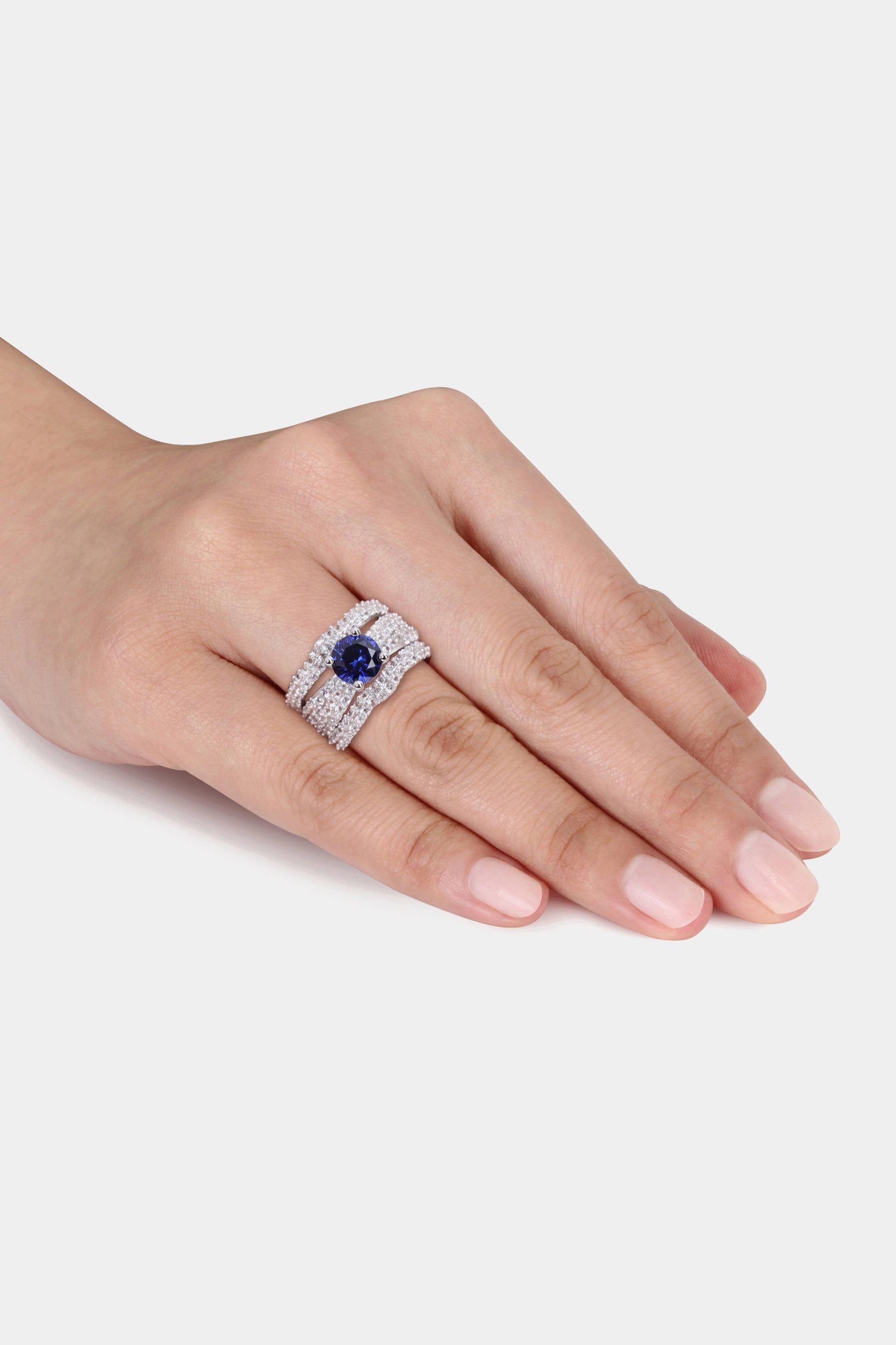 Created Sapphire 3-Piece Bridal Ring Set sold by Lord & Taylor product image thumbnail 2