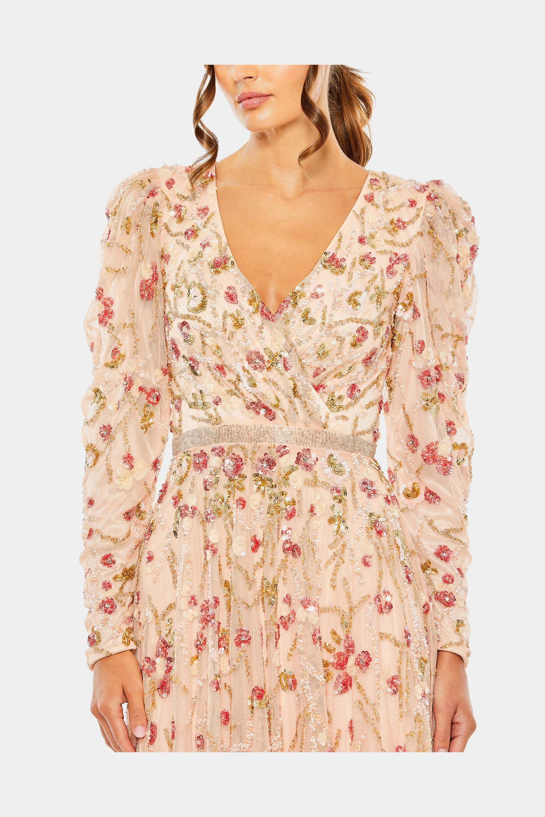 Floral Embellished Puff Sleeve A-Line Dress sold by Lord & Taylor product image thumbnail 4