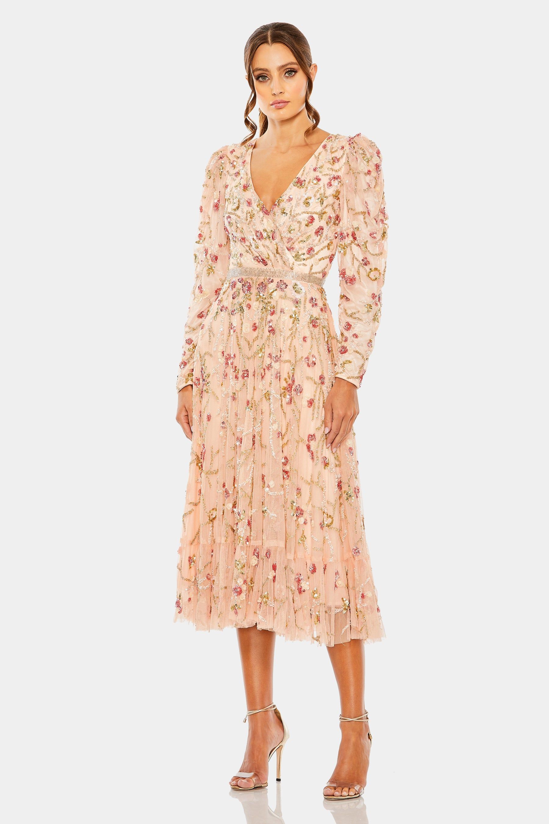 Floral Embellished Puff Sleeve A-Line Dress sold by Lord & Taylor
