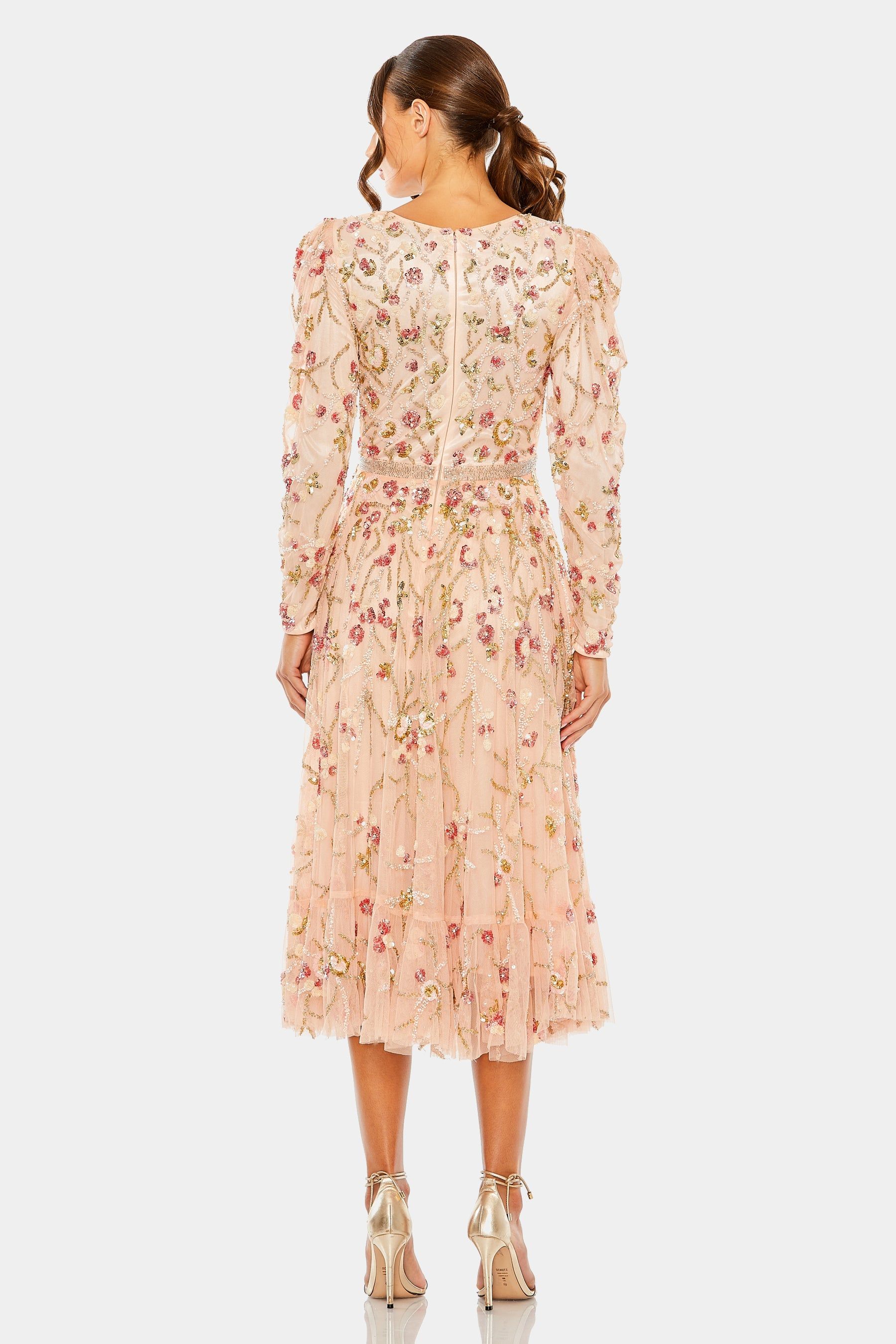 Floral Embellished Puff Sleeve A-Line Dress sold by Lord & Taylor product image thumbnail 3