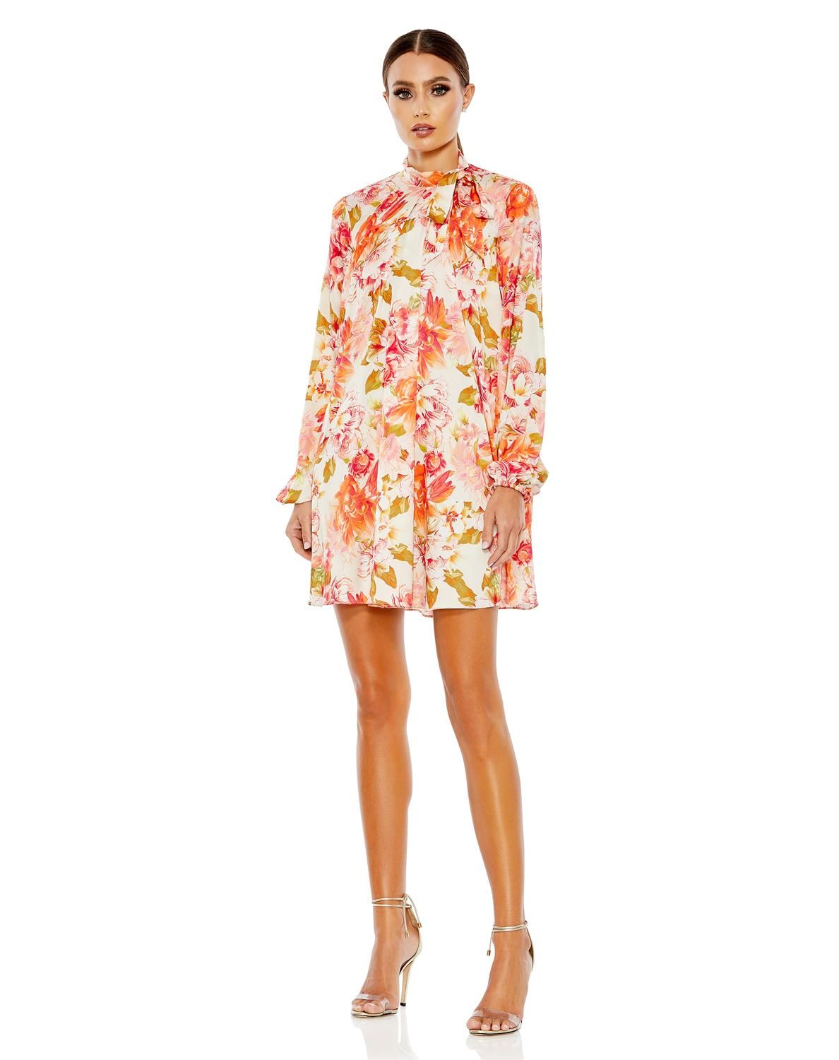 Floral Print High Neck Tie Puff Sleeve Flowy Mini sold by Lord & Taylor product image thumbnail 4