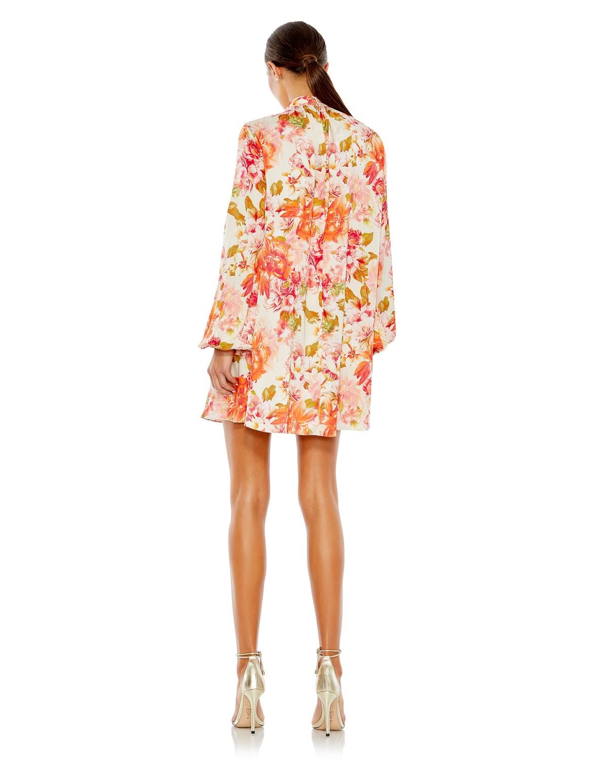 Floral Print High Neck Tie Puff Sleeve Flowy Mini sold by Lord & Taylor product image thumbnail 2