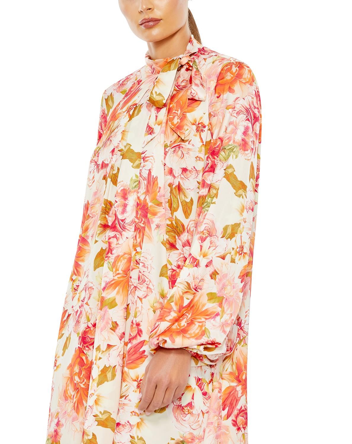 Floral Print High Neck Tie Puff Sleeve Flowy Mini sold by Lord & Taylor product image thumbnail 3