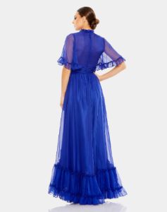 Ruffled Flutter Sleeve Hi-Lo Gown sold by Lord & Taylor