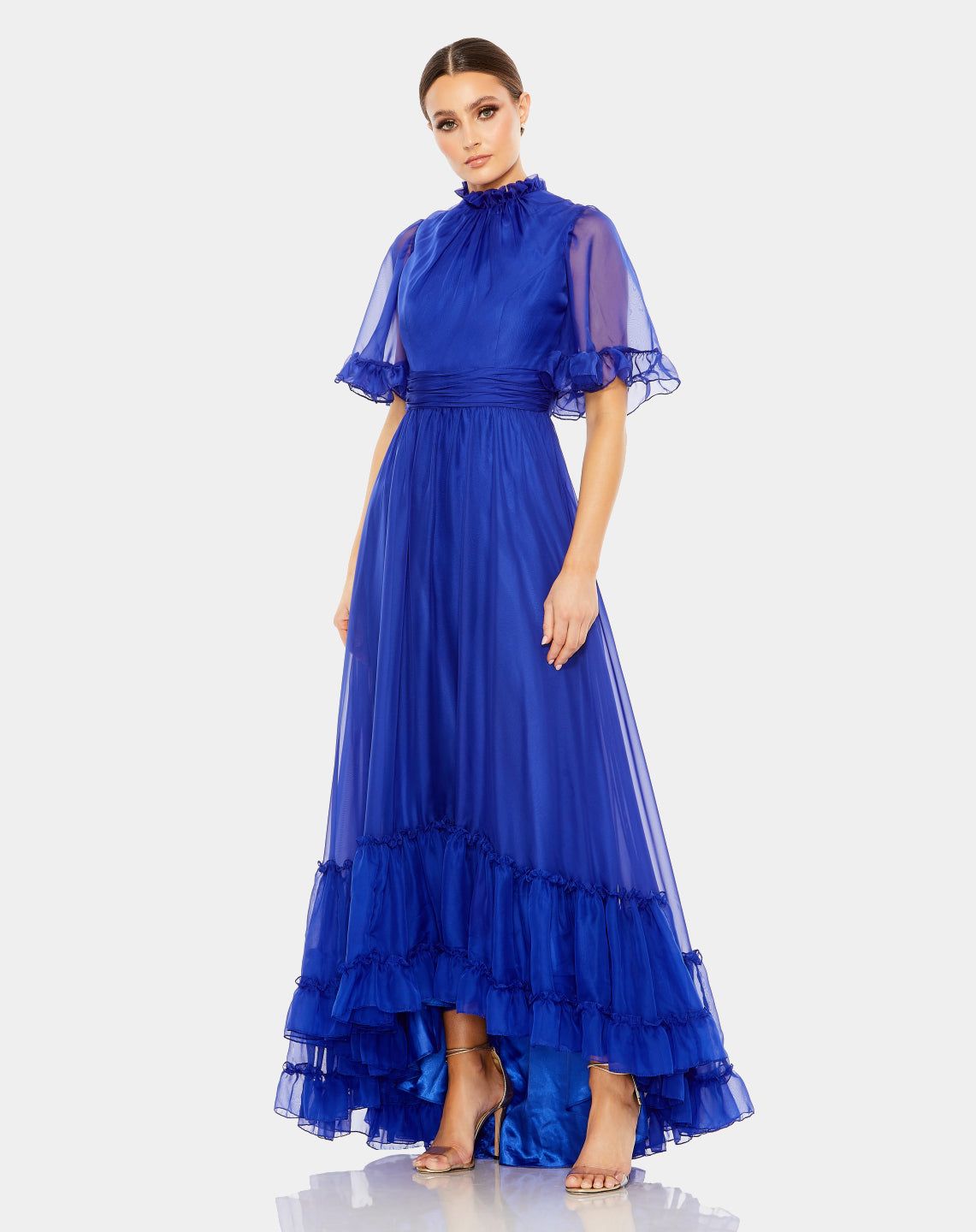Ruffled Flutter Sleeve Hi-Lo Gown sold by Lord & Taylor