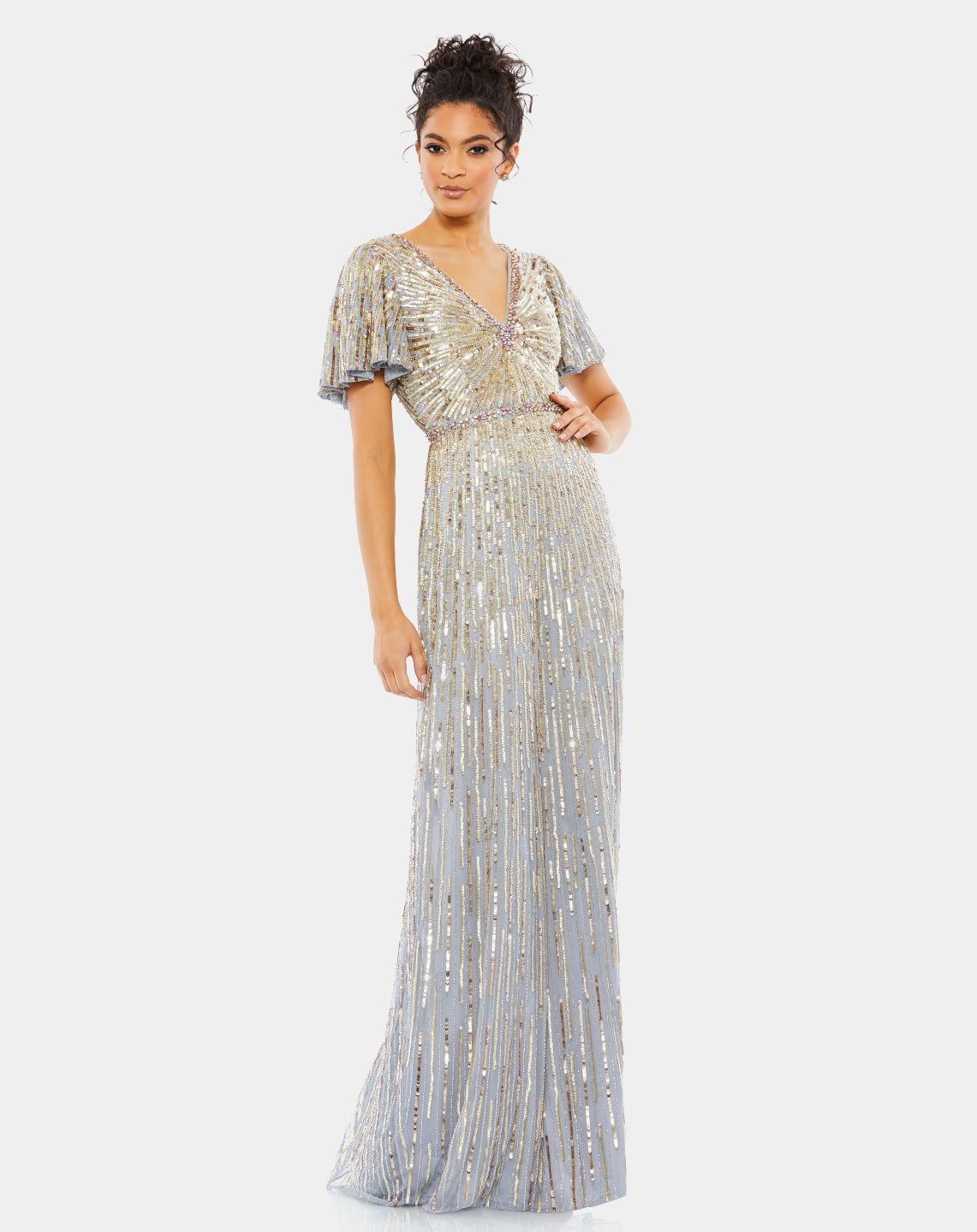 Embellished V Neck Butterfly Sleeve Column Gown sold by Lord & Taylor product image thumbnail 4