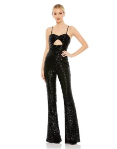 Sequined Spaghetti Strap Cut Out Jumpsuit sold by Lord & Taylor