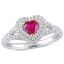 Ruby and Diamond Heart Double Halo Ring in 14k White Gold with Yellow Gold Prongs sold by Lord & Taylor product image thumbnail 4