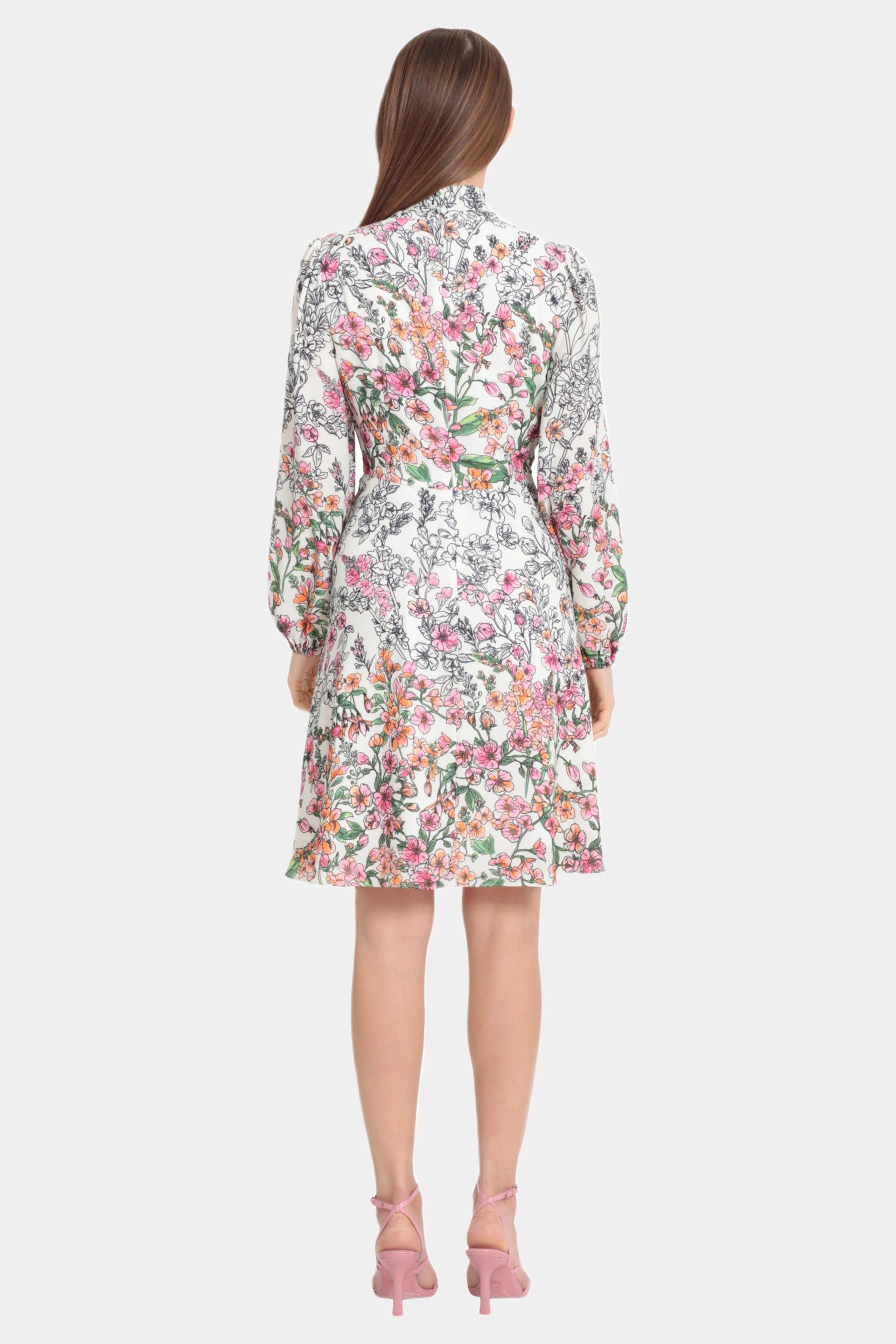 Tie Neck Fit And Flare Mini Dress sold by Lord & Taylor product image thumbnail 3