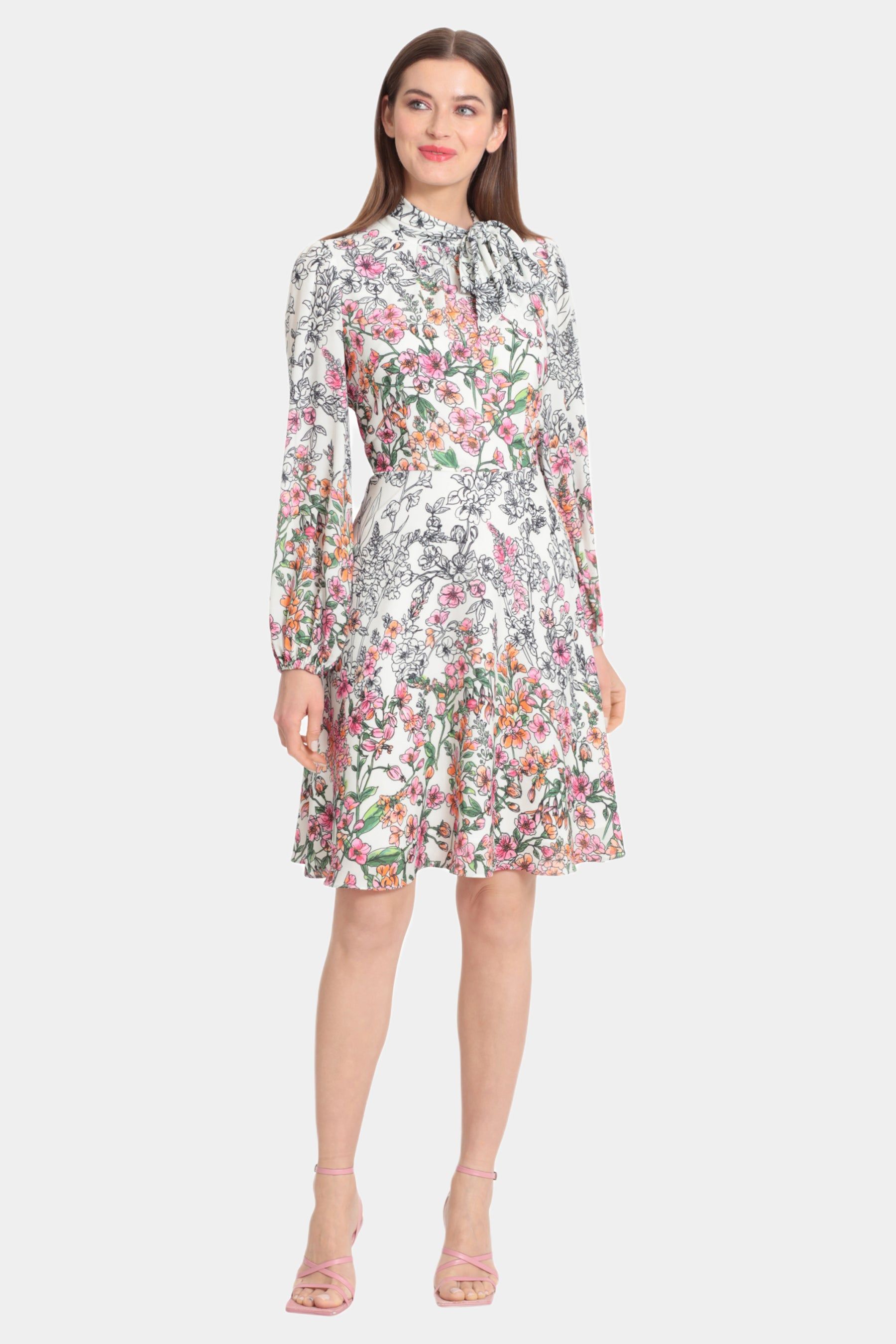 Tie Neck Fit And Flare Mini Dress sold by Lord & Taylor product image thumbnail 4