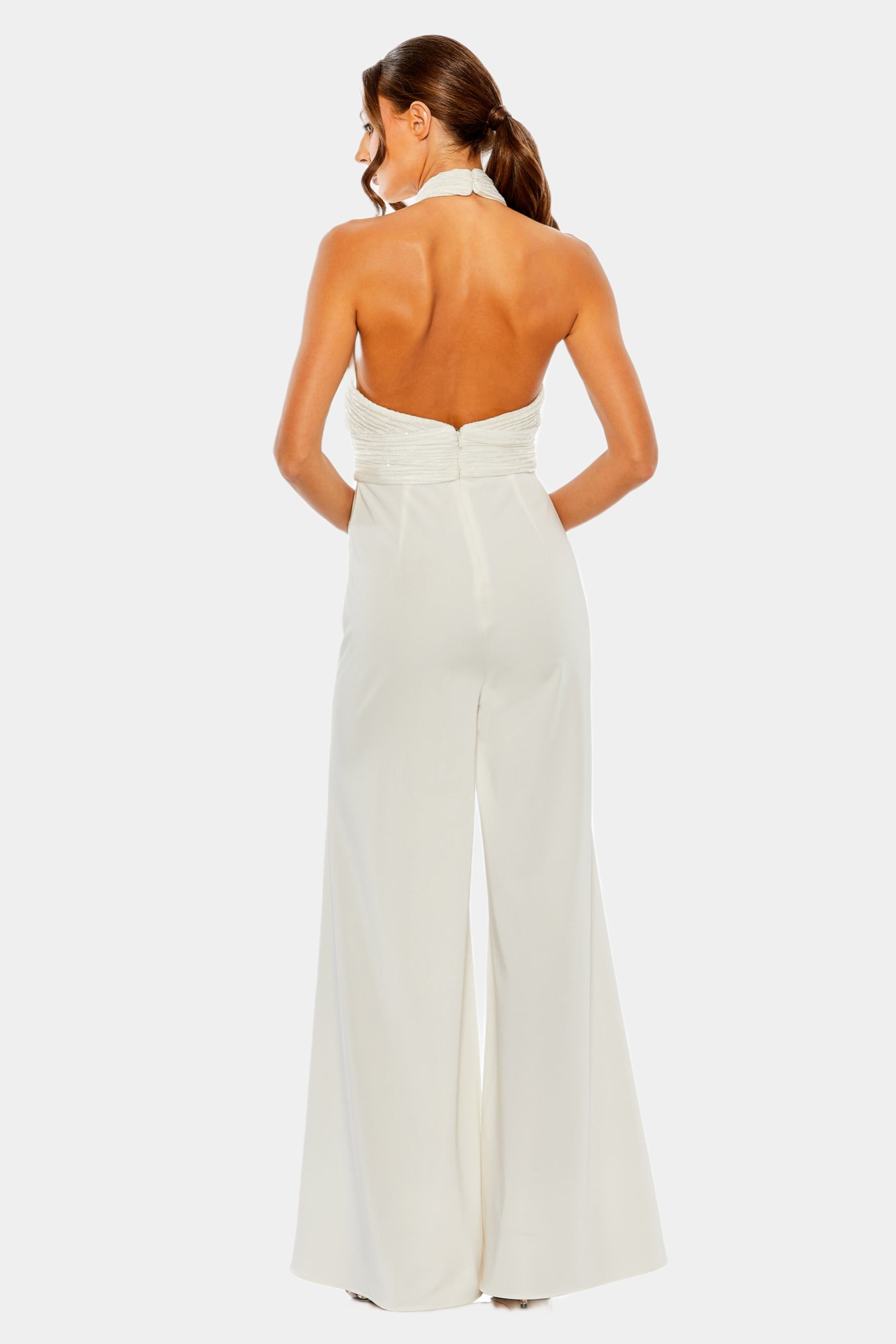 Sequined Cross Neck Halter Jumpsuit sold by Lord & Taylor product image thumbnail 3