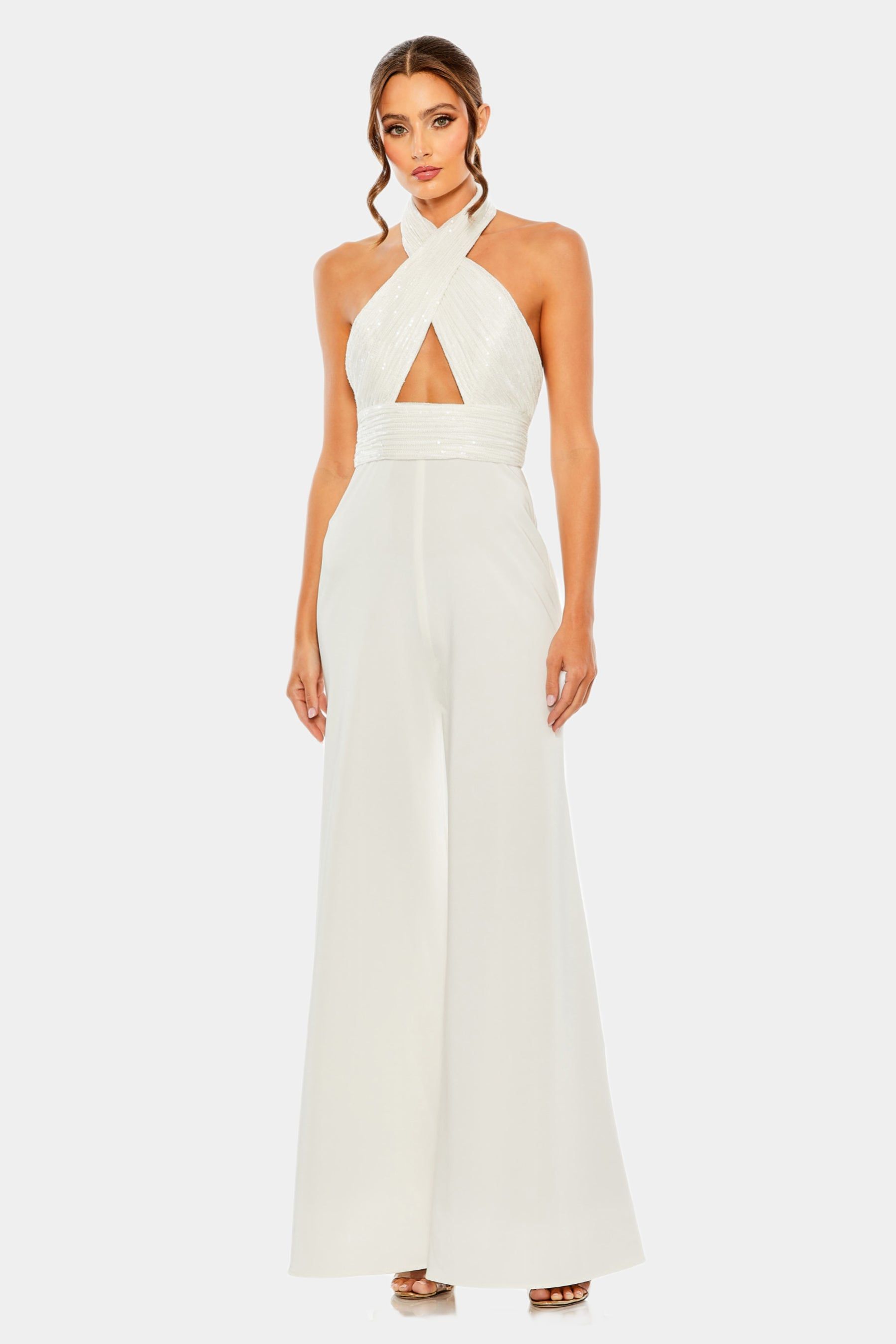 Sequined Cross Neck Halter Jumpsuit sold by Lord & Taylor product image thumbnail 4