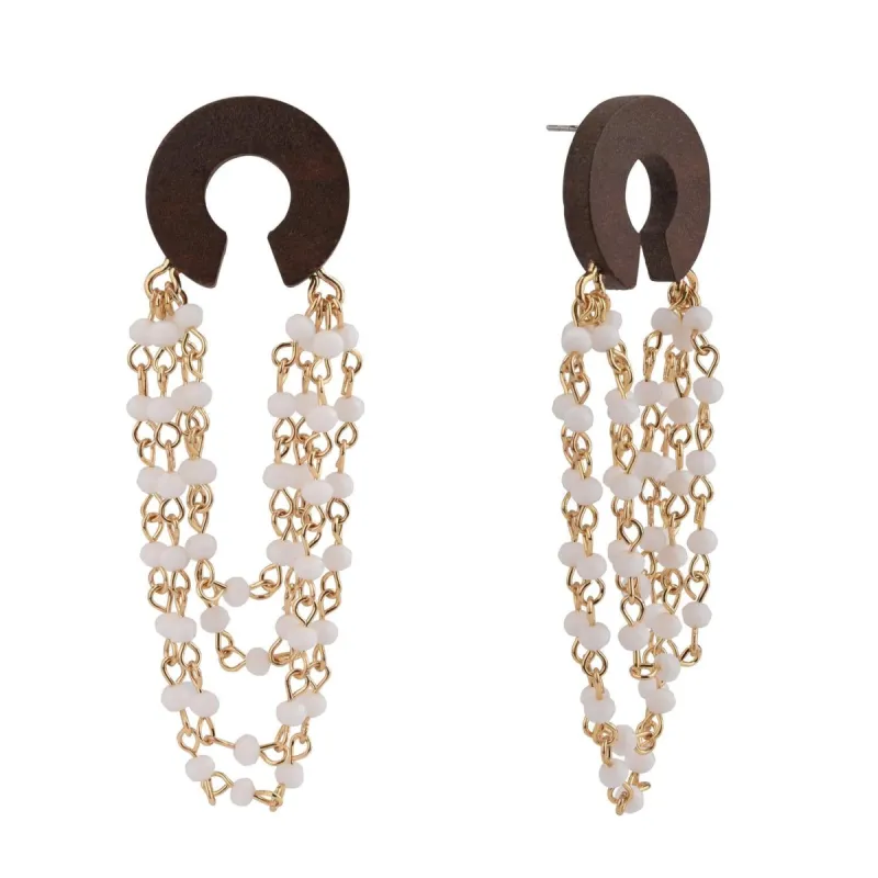 Wood Rosary Bead Earrings sold by Lord & Taylor