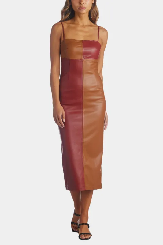 Alix Color Block Vegan PU Midi Dress sold by Lord & Taylor