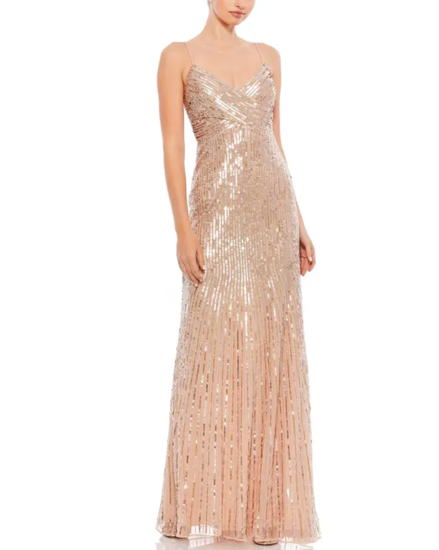V Neck Pleated Sheath Gown sold by Lord & Taylor