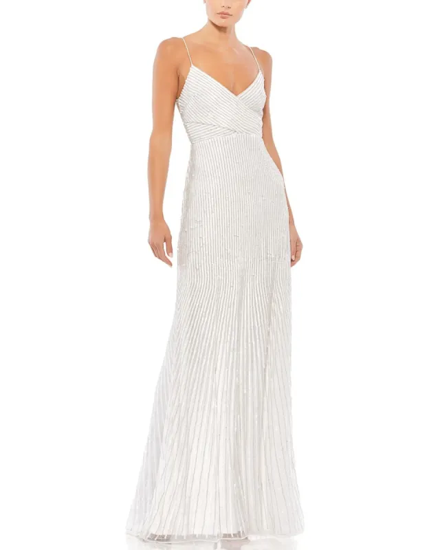 V Neck Pleated Sheath Gown sold by Lord & Taylor