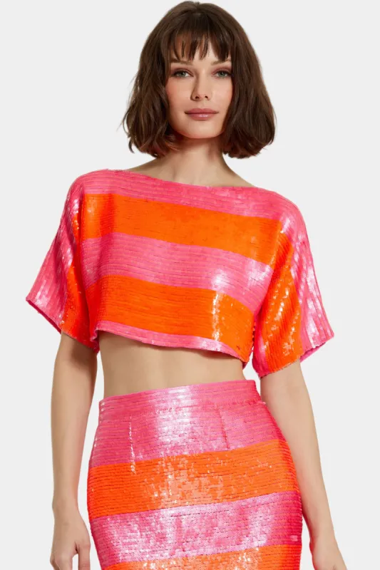 Sequin Striped Short Sleeve Top sold by Lord & Taylor