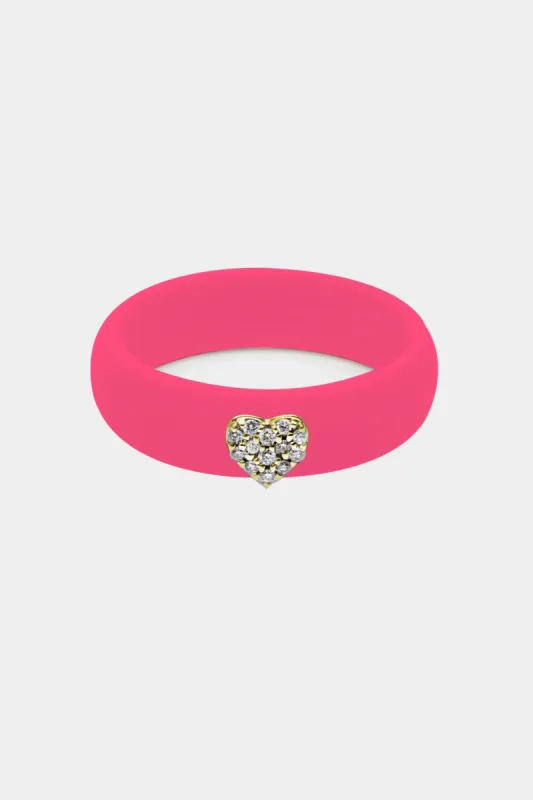 Pave Heart Hot Pink Silicone Ring sold by Lord & Taylor