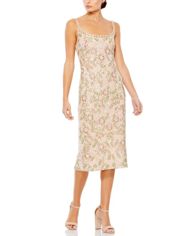 Scoop Neck Floral Beaded Sheath Midi sold by Lord & Taylor