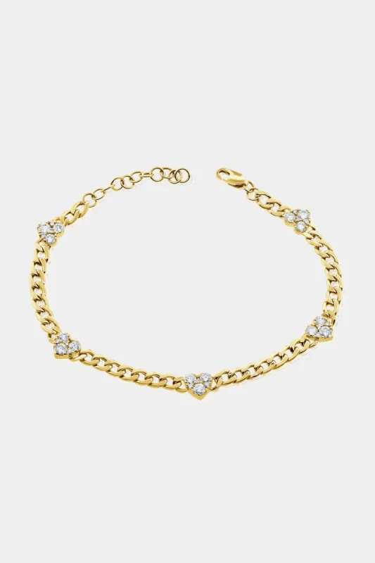 Heart & Diamond Curb Link Bracelet sold by Lord & Taylor