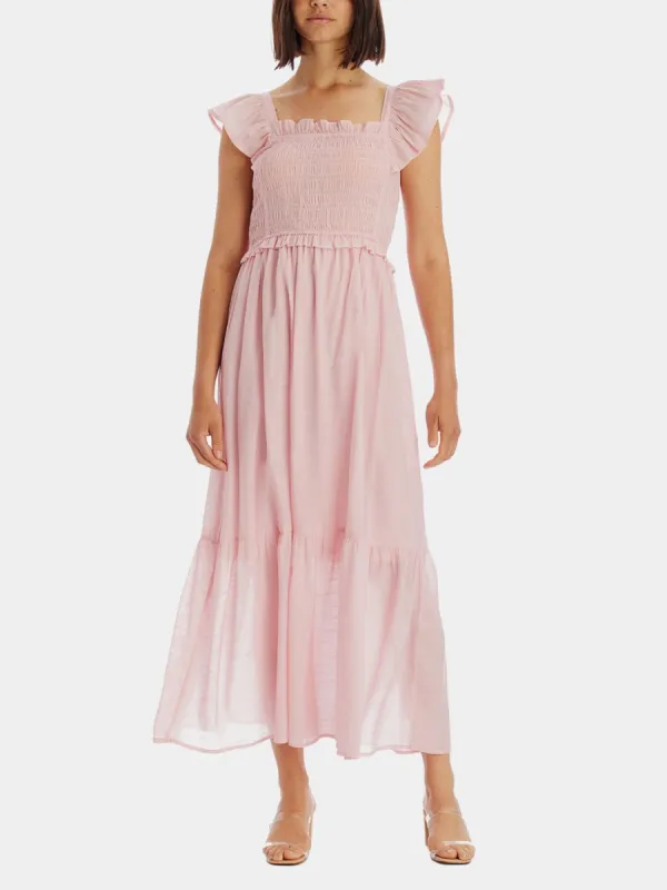 Flutter Sleeve Smocked Midi Dress sold by Lord & Taylor