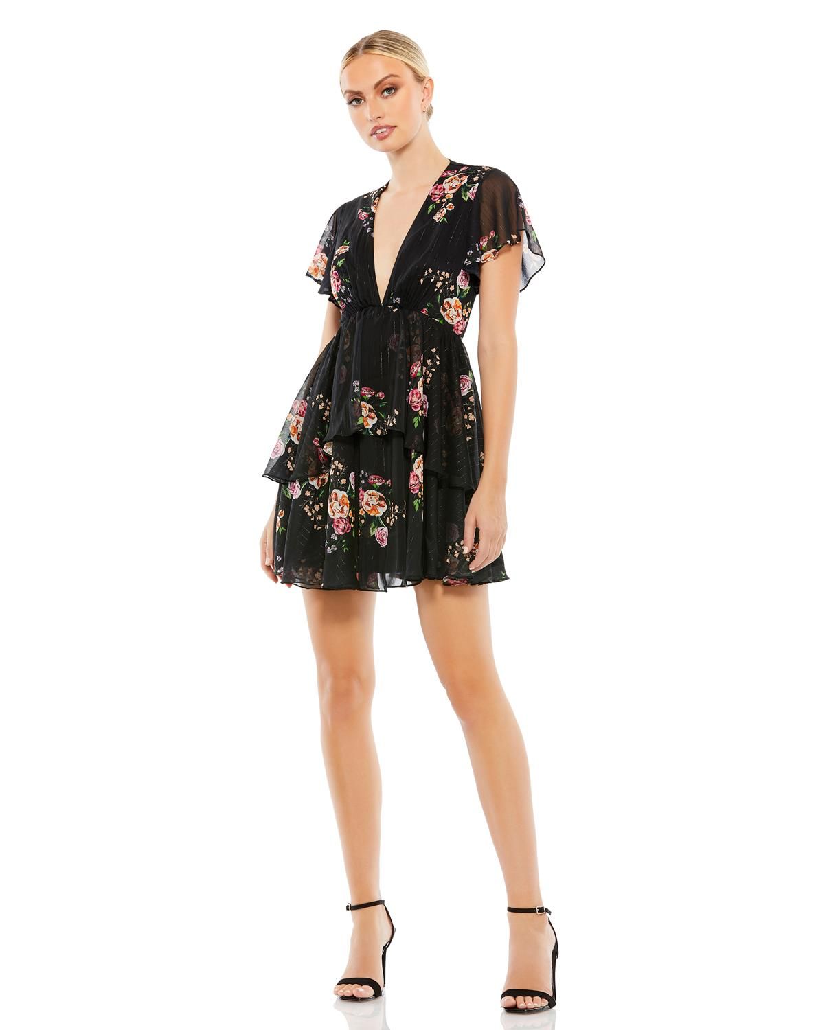 Tiered Ruffle Floral Print V Neck Butterfly Sleeve sold by Lord & Taylor product image thumbnail 5