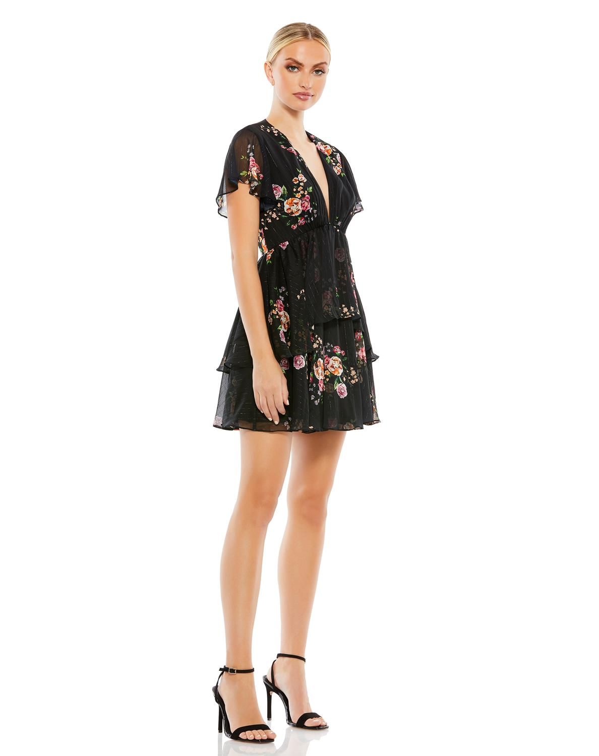 Tiered Ruffle Floral Print V Neck Butterfly Sleeve sold by Lord & Taylor product image thumbnail 2