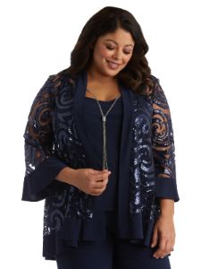Pant Set With Sequin Swing Jacket and Built In Necklace sold by Lord & Taylor