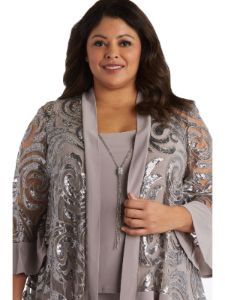 Pant Set With Sequin Swing Jacket and Built In Necklace sold by Lord & Taylor