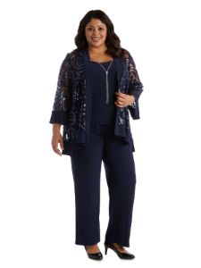 Pant Set With Sequin Swing Jacket and Built In Necklace sold by Lord & Taylor