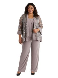 Pant Set With Sequin Swing Jacket and Built In Necklace sold by Lord & Taylor