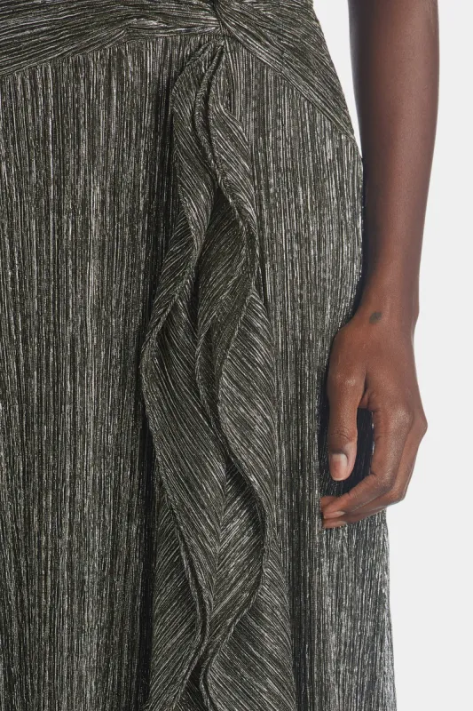 Off The Shoulder Metallic Pleaded Gown sold by Lord & Taylor